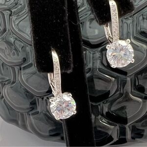 CZ in 925 Sterling Silver Leverback Earrings